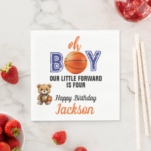 Oh Boy Basketball Theme Birthday Napkin