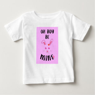 Oh Boy Be Mine Bestie Bunny Couple Love Valentine Baby T-Shirt
