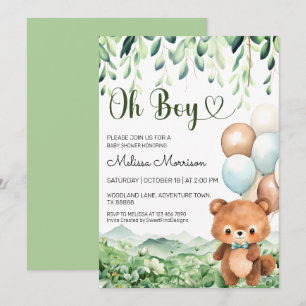 Oh Boy Bear Forest by SFD Baby Boy Shower Invitation