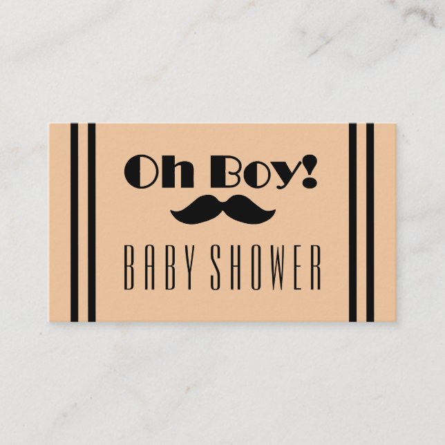 Oh Boy Black Mustache Baby Shower Ticket Invite (Front)