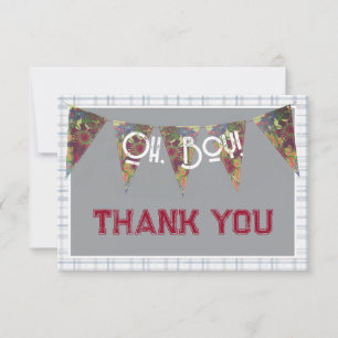 Oh, Boy! blue and floral bunting Thank You Card
