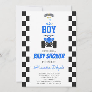 Oh Boy Blue ATV Quad 4 Wheeler Baby Shower Invitation