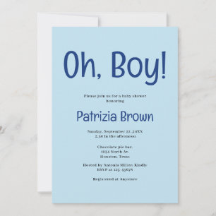 Oh Boy Blue Baby Shower Invitation