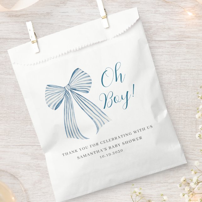 Oh Boy Blue Bow Baby Shower  Favour Bag (Creator Uploaded)