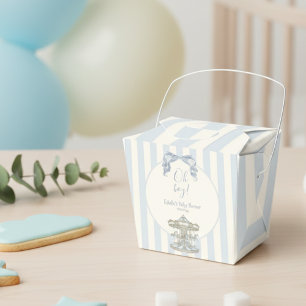 Oh Boy Blue Bow Carousel horse Circus Baby Shower Favor Box