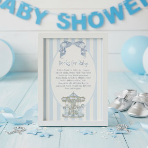 Oh Boy Blue Bow Carousel Stripe books for baby Enclosure Card