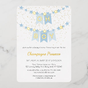 Oh Boy Blue Bunting Flags Photo Baby Shower Foil I