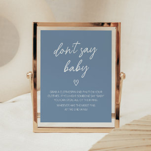 Oh Boy Boho Minimalist Baby Shower Don't Say Baby Poster