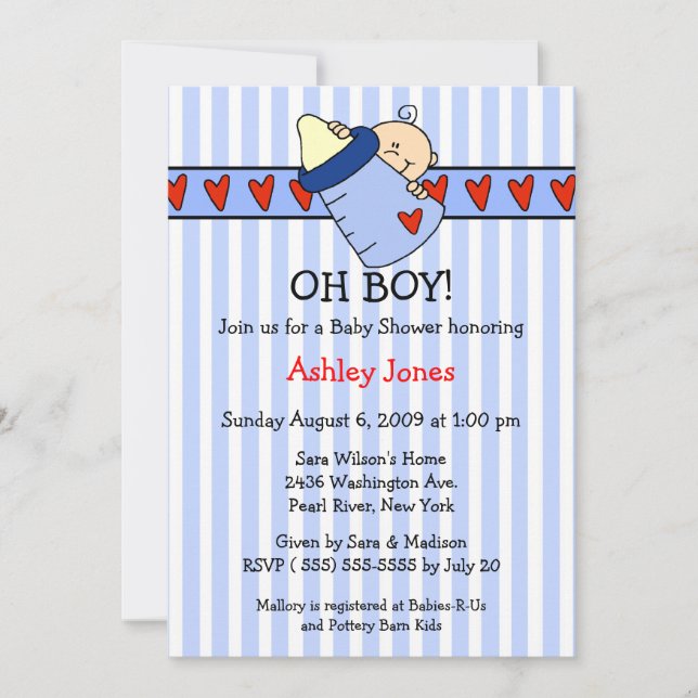Oh Boy Bottle Boy Baby Shower Invitations (Devant)