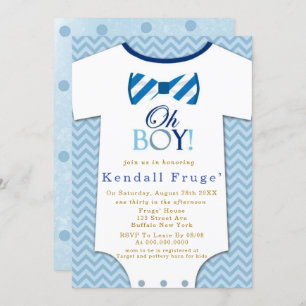 Oh Boy Bow Cravate Bodysuit Baby Shower Invitation