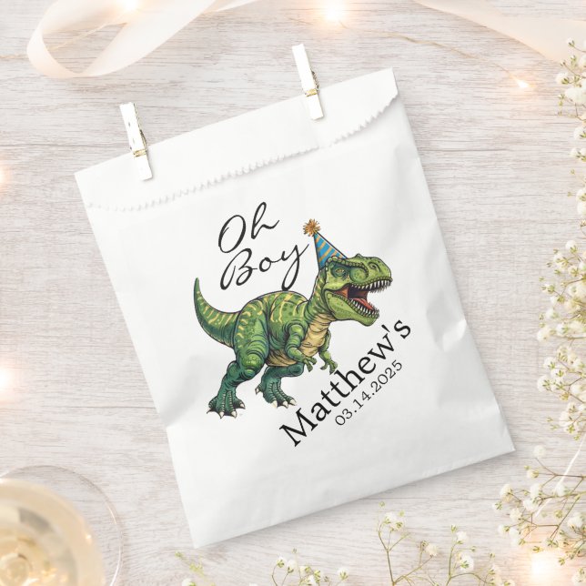 Oh Boy! Cute Dinosaur Baby Shower Favour Bag (Clipped)