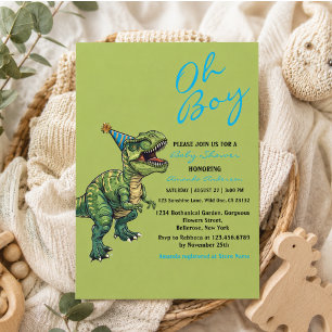 Oh Boy! Cute Dinosaur Baby Shower Invitation