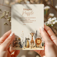 Oh Boy Cute Safari Animal Greenery Raffle Diapper