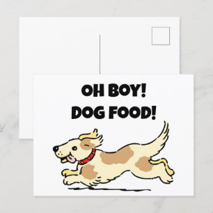 Oh Boy Dog Food Hungry Puppy Cartoon Illustration Postcard
