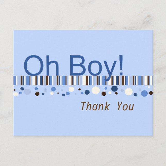 Oh Boy Dots et Stripes Merci carte postale (Devant)