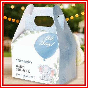 Oh Boy Elephant Balloon Eucalyptus Baby Shower Favor Box