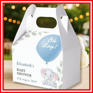Oh Boy Elephant Balloon Eucalyptus Baby Shower Favor Box