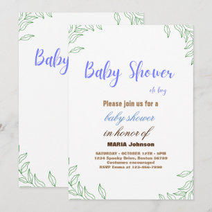 Oh Boy Eucalyptus Baby Shower Invitat Invitation