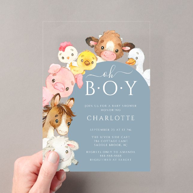 Oh Boy Farm Animals Shower Invitation (Insitu (Handheld))
