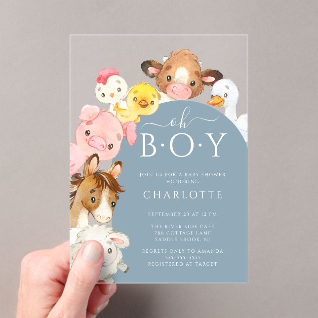 Oh Boy Farm Animaux Douche Invitation (In situ (ordinateur de poche))