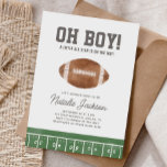 Oh Boy Football Baby Shower Invitation<br><div class="desc">It's game time! Celebrate your little one on the way with this football themed baby shower invitation!</div>