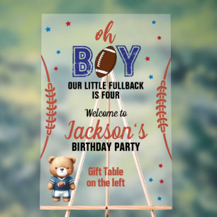 Oh Boy Football Birthday Welcome Sports Party Acrylic Sign