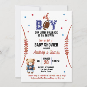 Oh Boy Football Theme Baby Shower Invitation