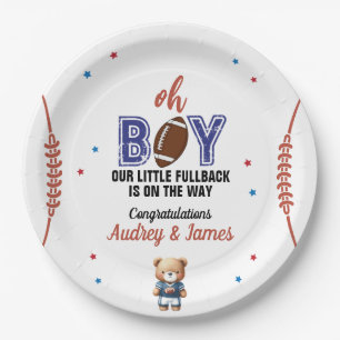 Oh Boy Football Theme Baby Shower Paper Plate