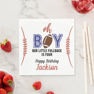 Oh Boy Football Theme Birthday Napkin