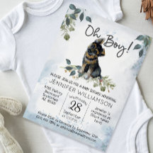 Oh Boy! German Shepherd Pup Watercolor Baby Shower