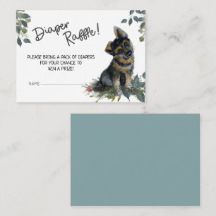 Oh Boy! German Shepherd Puppy Diaper Raffle Blue Enclosure Card