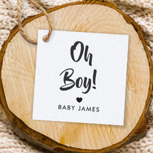 Oh Boy Gift Tag, Baby Shower Gift Tag, Kraft Favour Tags