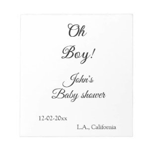 oh boy girl baby shower add name date year venue e notepad