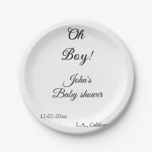 oh boy girl baby shower add name date year venue e paper plate
