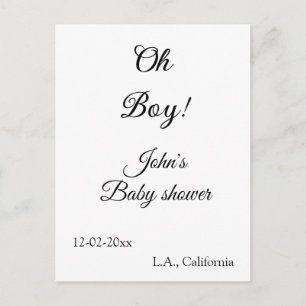 oh boy girl baby shower add name date year venue e postcard