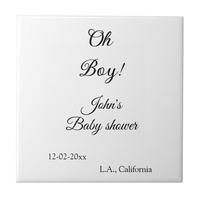 oh boy girl baby shower add name date year venue e tile (Front)