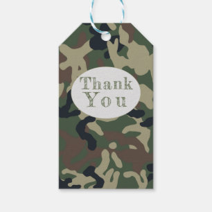 Oh Boy Green Camo Baby Shower Thank You Gift Tags