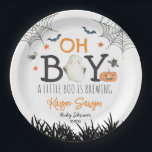 Oh Boy Halloween Paper Plates<br><div class="desc">Baby Brewing Halloween Baby Shower napkins,  Baby Brewing Invite,  Halloween Baby Shower invite,  Witch Baby Shower Invitation, </div>
