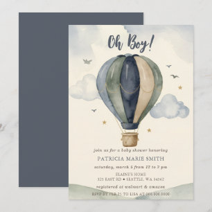 Oh Boy Hot Air Balloon Boy Baby Shower Invitation