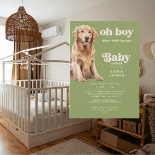 Oh Boy I'm Disem-BARK-ing Soon Dog Baby Shower Invitation