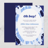 Oh Boy Indigo Blue Shibori Tie Dye Baby Shower