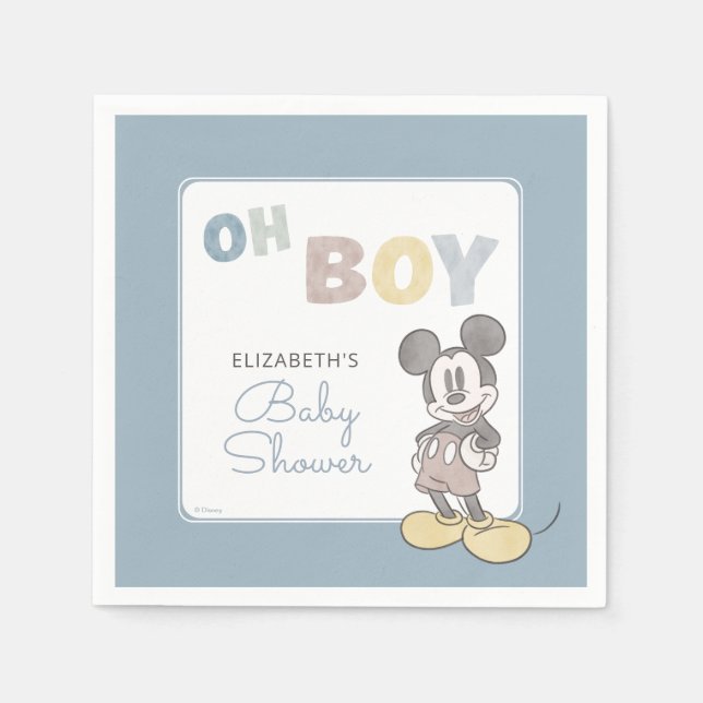 Oh Boy, It's a Boy! Mickey Mouse Baby Shower Napkin (Front)