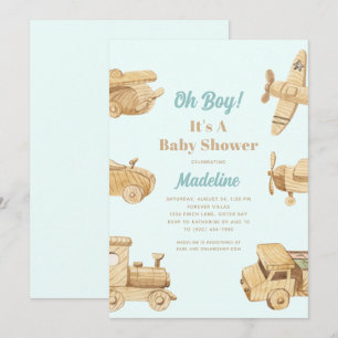 Oh Boy Jouets en bois Baby shower Invitation