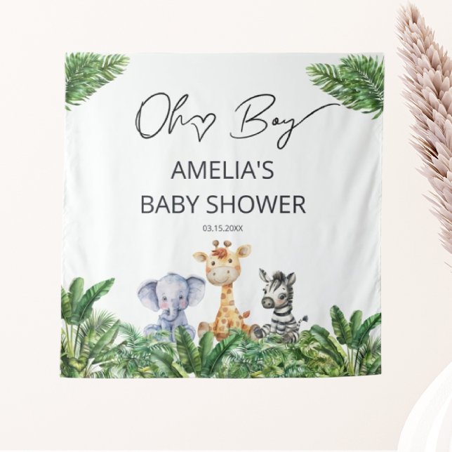 Oh Boy Jungle Safari Baby shower Tapisserie (Créateur téléchargé)