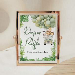 Oh Boy Jungle Safari Shower Diaper Raffle Sign