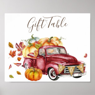 Oh Boy Little Pumpkin Fall Baby Shower Gift Table Poster