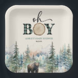 Oh Boy Lumberjack Woodland Forest Bear Baby Shower Paper Plate<br><div class="desc">This is a Oh Boy Green Lumberjack Woodland Forest Bear Baby Shower Paper Plates!
woodland forest bear animal animals green buffalo print winter November December cold trees lumber jack grizzly bears baby shower boy's green brown</div>