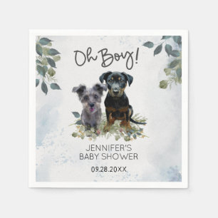 Oh Boy! Lyla and Rockie Watercolor Baby Shower Napkin