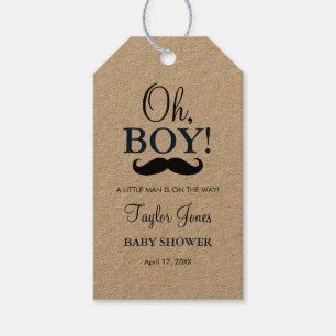 Oh Boy Moustache Baby Shower Favour Gift Tag
