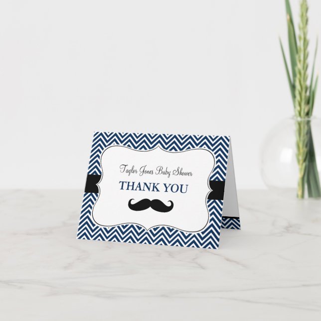 Oh Boy Mustache Baby shower Carte de remerciements (Devant)